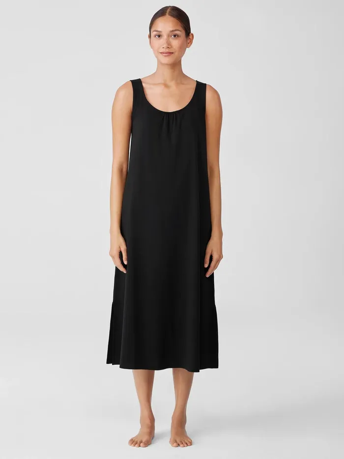Women Sleepwear Eileen Fisher Organic Cotton Interlock Scoop Neck Sleep Dress Black