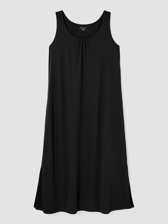 Women Sleepwear Eileen Fisher Organic Cotton Interlock Scoop Neck Sleep Dress Black