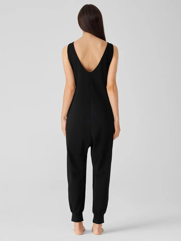 Women Sleepwear Eileen Fisher Organic Cotton Interlock Sleep Jumpsuit Black
