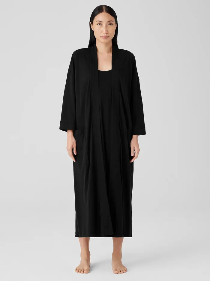Women Sleepwear Eileen Fisher Organic Cotton Interlock Sleep Robe Black