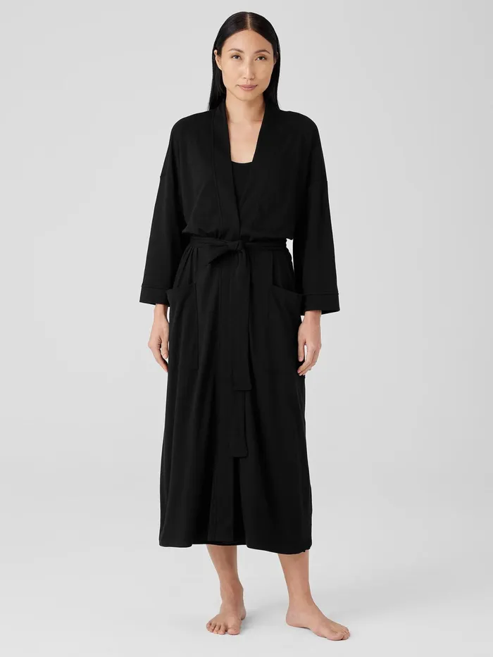 Women Sleepwear Eileen Fisher Organic Cotton Interlock Sleep Robe Black