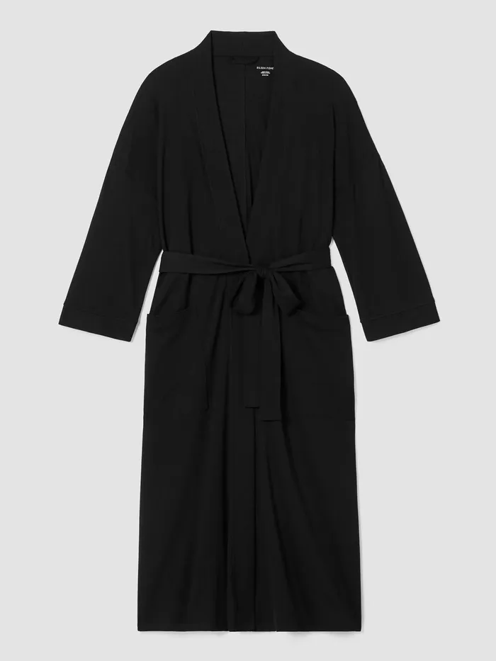 Women Sleepwear Eileen Fisher Organic Cotton Interlock Sleep Robe Black