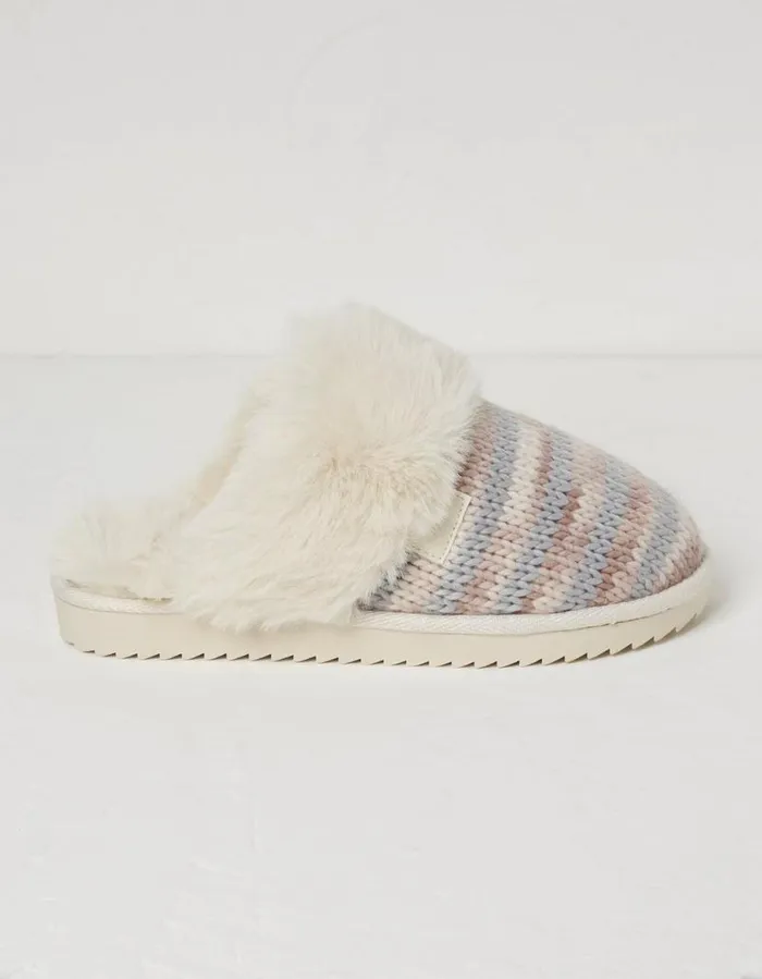 Women Slippers FatFace Kaia Knitted Mule Slippers Ivory
