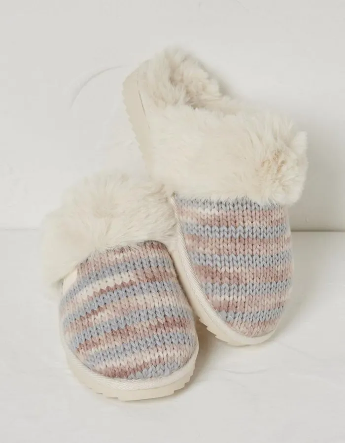 Women Slippers FatFace Kaia Knitted Mule Slippers Ivory