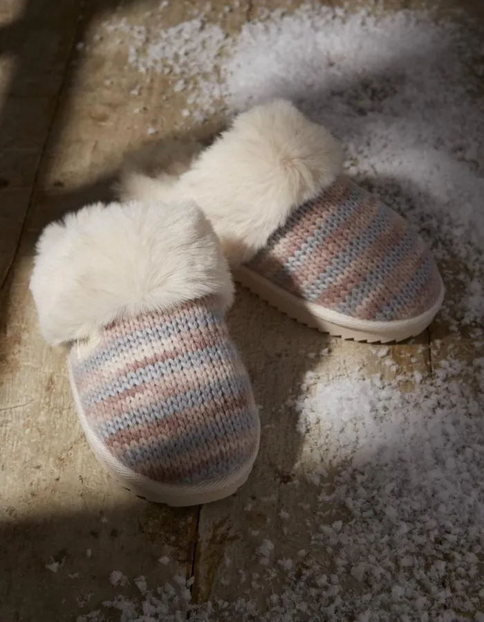Women Slippers FatFace Kaia Knitted Mule Slippers Ivory