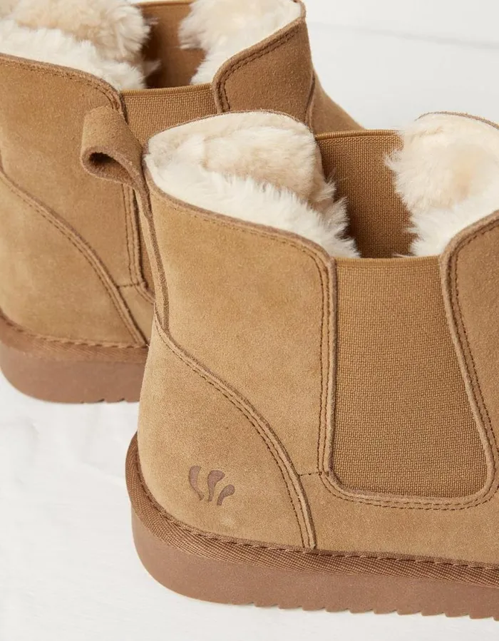 Women Slippers FatFace Mabel Mini Suede Chelsea Boot Tan