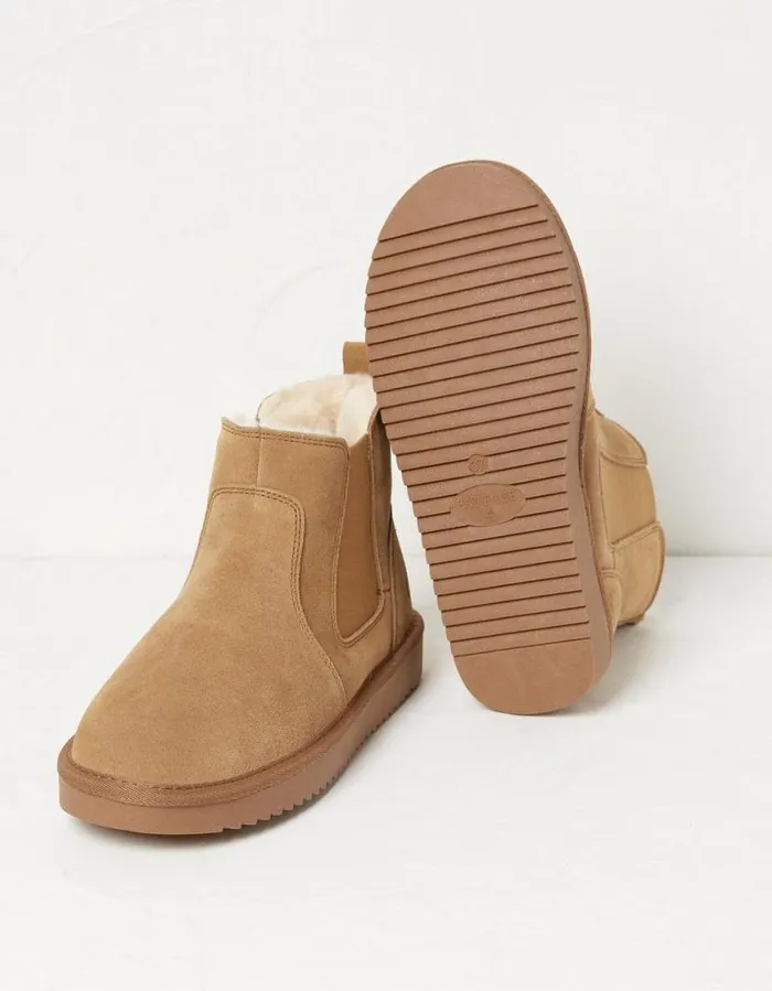 Women Slippers FatFace Mabel Mini Suede Chelsea Boot Tan