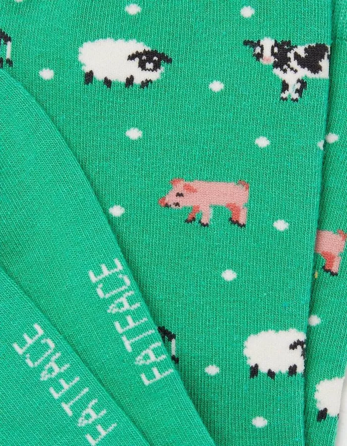 Women Socks Underwear and Tights FatFace 1 Pack Farm Animal Socks Emerald Green