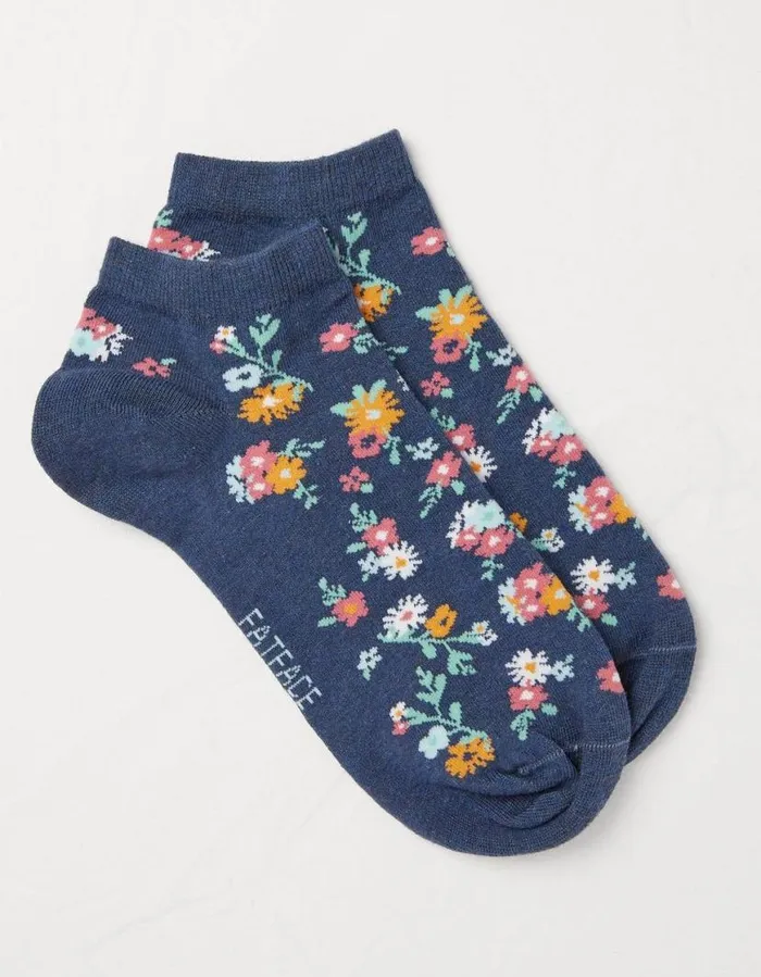 Women Socks Underwear and Tights FatFace 1 Pack Pop Floral Trainer Socks Navy