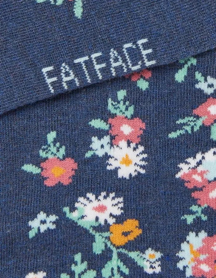 Women Socks Underwear and Tights FatFace 1 Pack Pop Floral Trainer Socks Navy