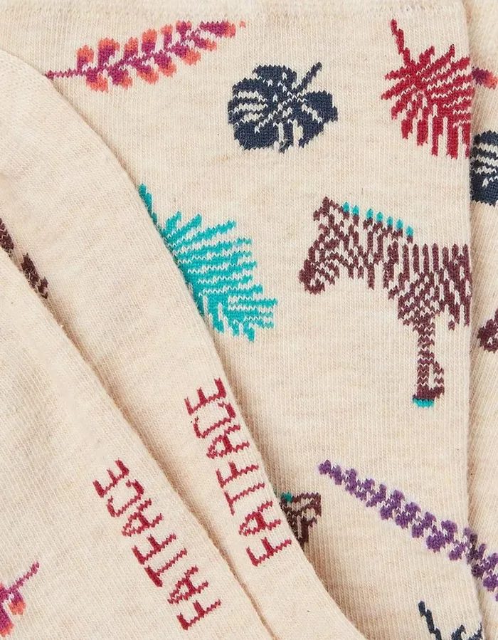 Women Socks Underwear and Tights FatFace 1 Pack Tropical Zebra Socks Oatmeal