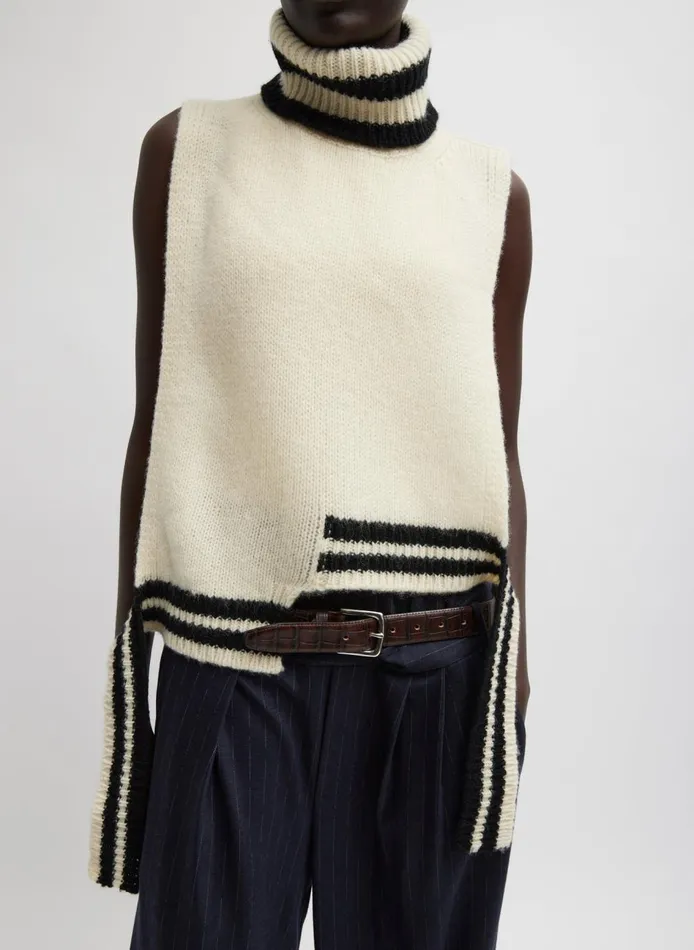 Women Soft Lambswool Sporty Turtleneck Dicky Sweater Ivory Multi Tibi Knitwear and Sweatshirts Women Soft Lambswool Sporty Turtleneck Dicky Sweater Ivory Multi Tibi Knitwear and Sweatshirts