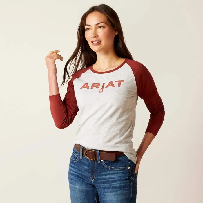 Women Stirrup Leather I TShirt Heather Greyfired Brick Ariat TShirts and Tops