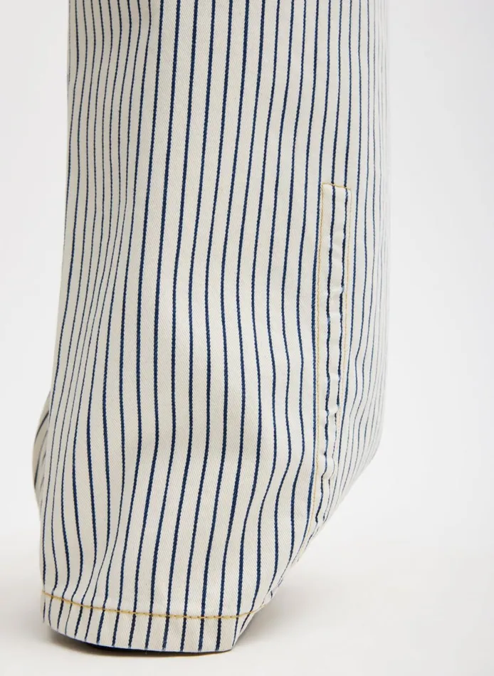Women Stone Washed Striped Denim Sid Jean Navy Multi Tibi Denim