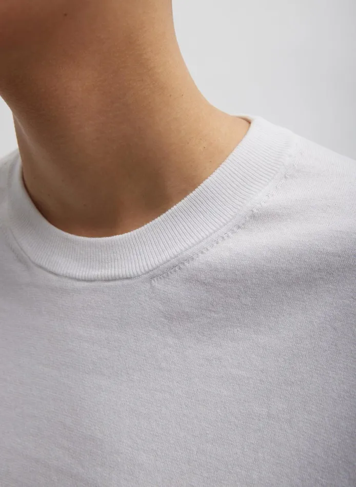 Women Super Fine Gauge Perfect Short Sleeve Men039s Pullover White Tibi Fundamentals