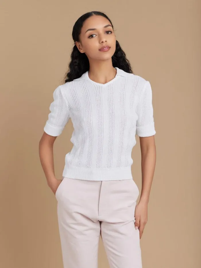Women Sweaters Agns B White Cotton Justine Sweater
