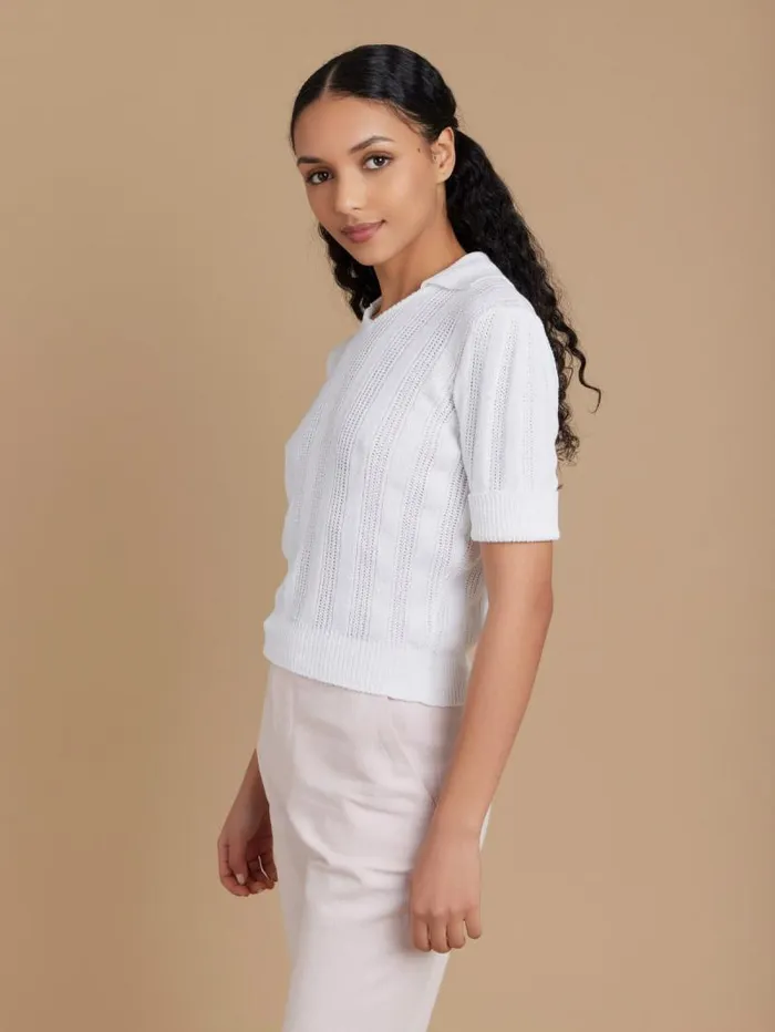 Women Sweaters Agns B White Cotton Justine Sweater
