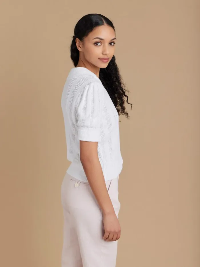 Women Sweaters Agns B White Cotton Justine Sweater