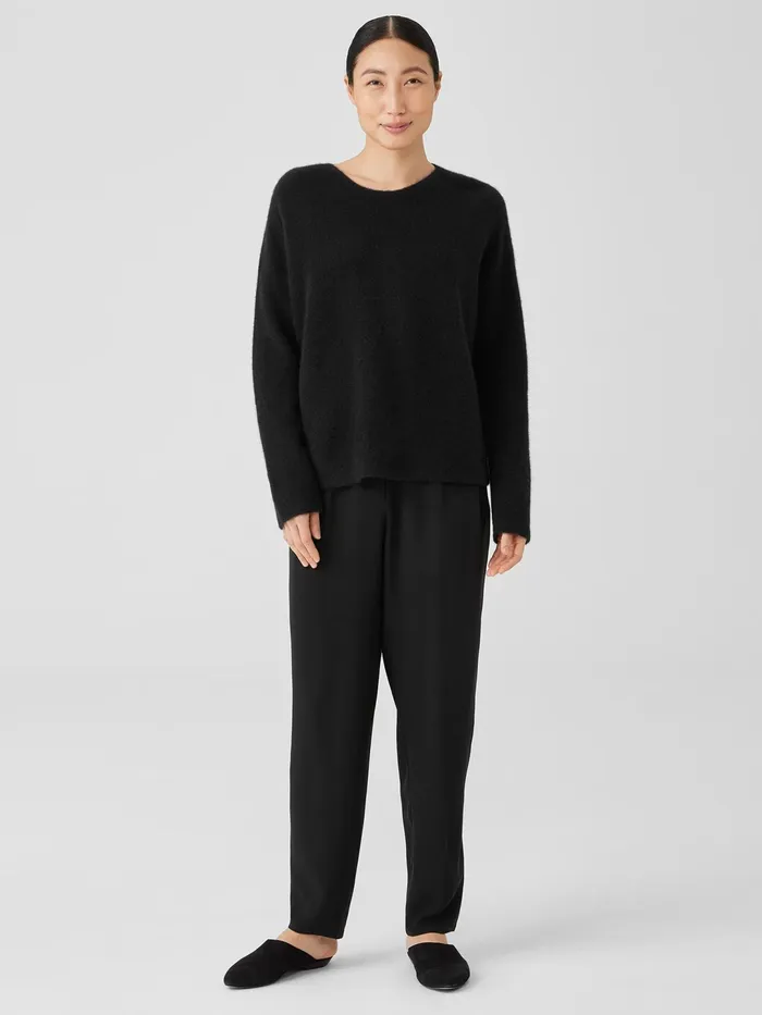Women Sweaters and Cardigans Eileen Fisher Cashmere Silk Bliss Crew Neck Top Black