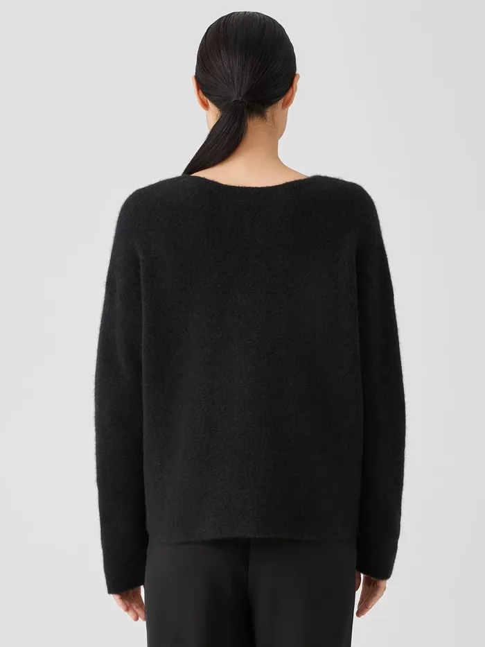 Women Sweaters and Cardigans Eileen Fisher Cashmere Silk Bliss Crew Neck Top Black