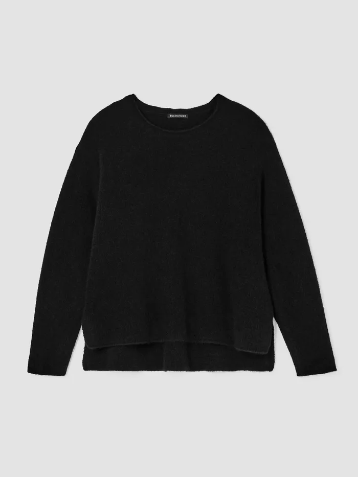 Women Sweaters and Cardigans Eileen Fisher Cashmere Silk Bliss Crew Neck Top Black