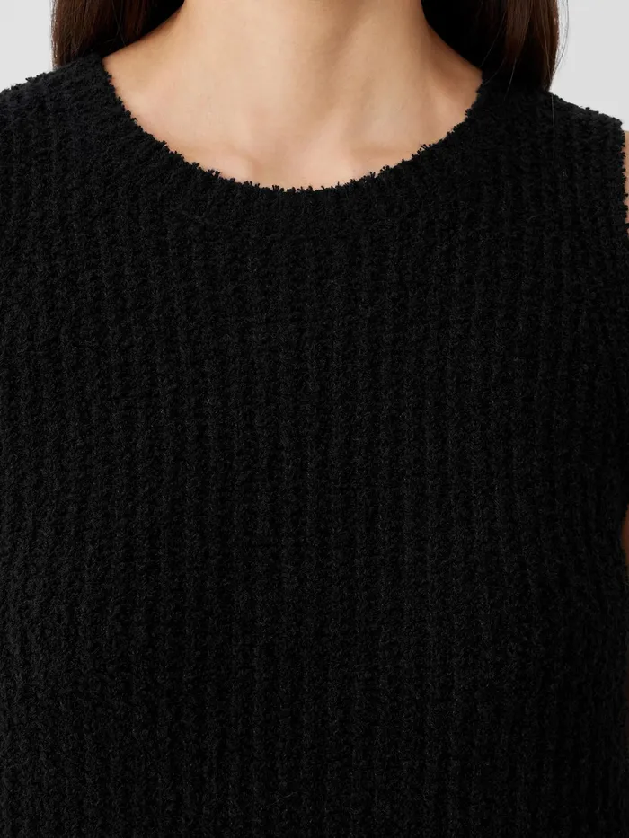 Women Sweaters and Cardigans Eileen Fisher Cotton Fluff Crew Neck Top Black
