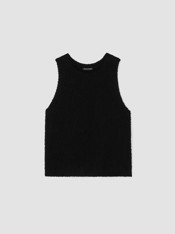 Women Sweaters and Cardigans Eileen Fisher Cotton Fluff Crew Neck Top Black