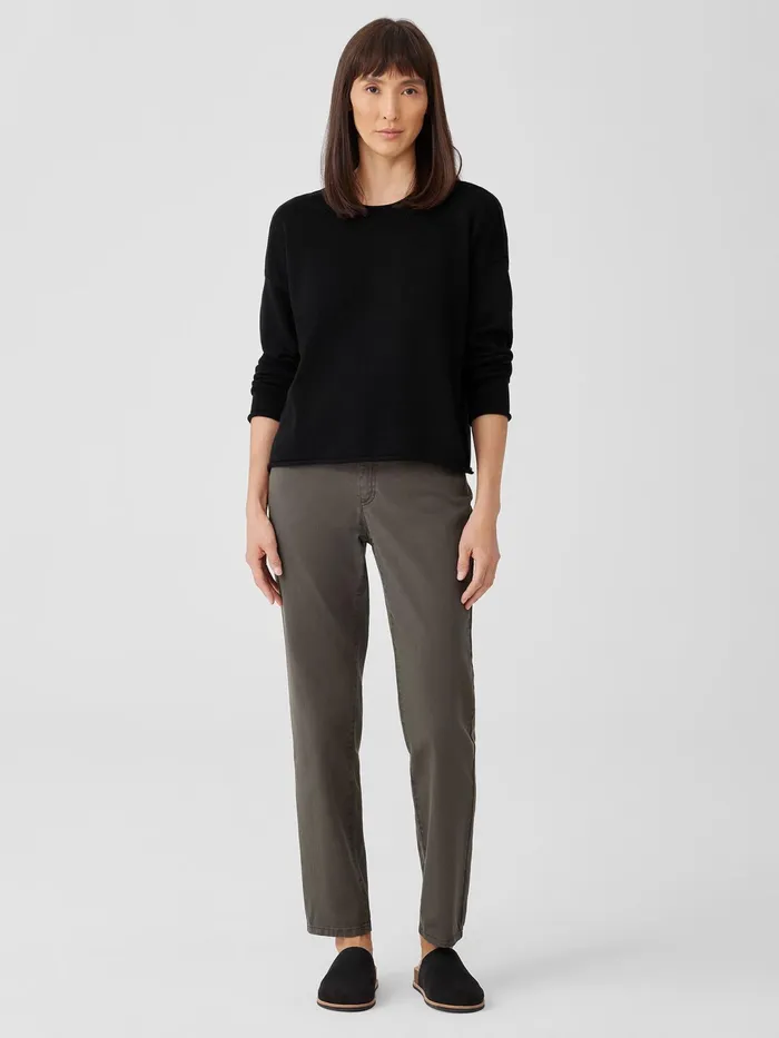 Women Sweaters and Cardigans Eileen Fisher Peruvian Cotton Blend Crew Neck Top Black