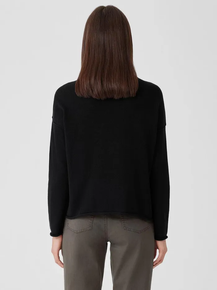Women Sweaters and Cardigans Eileen Fisher Peruvian Cotton Blend Crew Neck Top Black