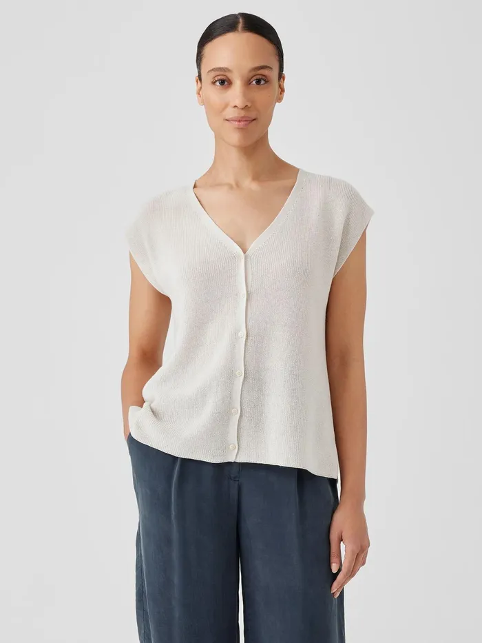 Women Sweaters and Cardigans Eileen Fisher Peruvian Organic Cotton Crepe Vest Bone