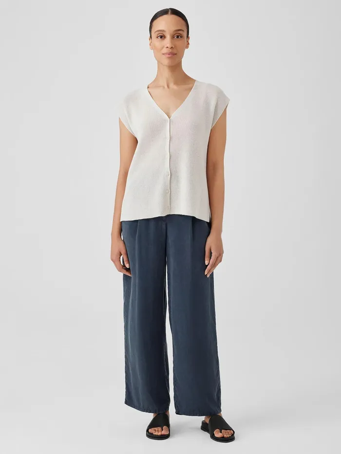 Women Sweaters and Cardigans Eileen Fisher Peruvian Organic Cotton Crepe Vest Bone