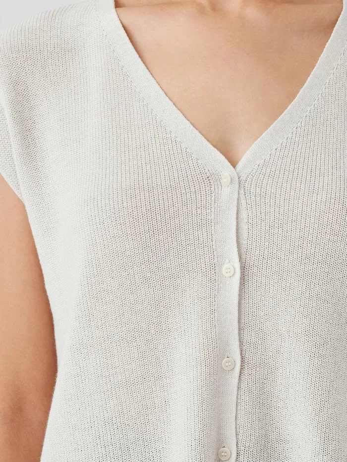 Women Sweaters and Cardigans Eileen Fisher Peruvian Organic Cotton Crepe Vest Bone