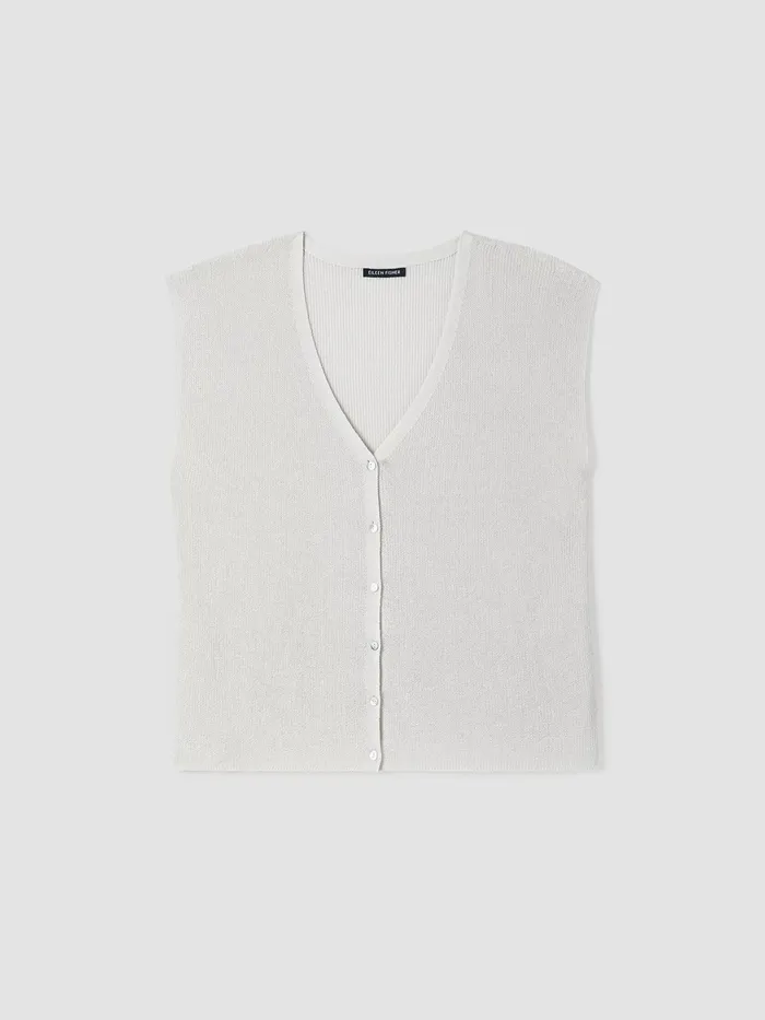 Women Sweaters and Cardigans Eileen Fisher Peruvian Organic Cotton Crepe Vest Bone