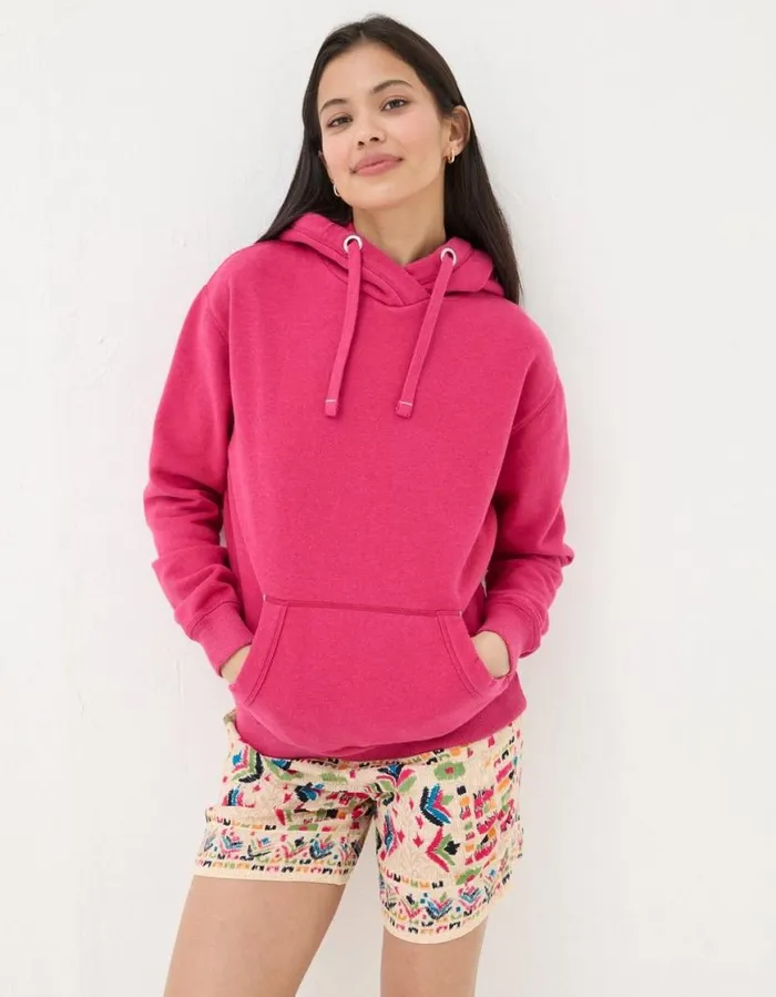 Women Sweatshirts and Hoodies FatFace Izzy Overhead Hoodie Fuchsia Pink
