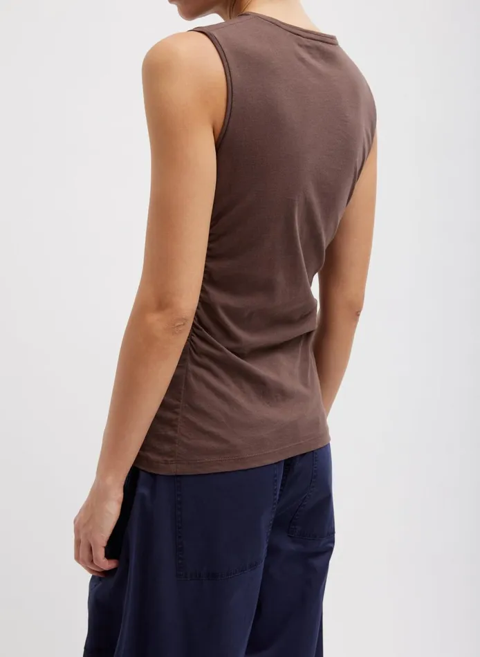 Women TShirting Shirred Crewneck Top Cacao Tibi Tops