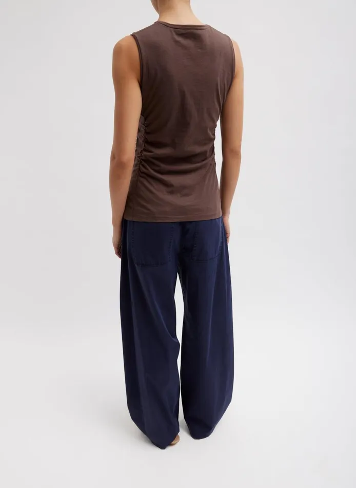 Women TShirting Shirred Crewneck Top Cacao Tibi Tops