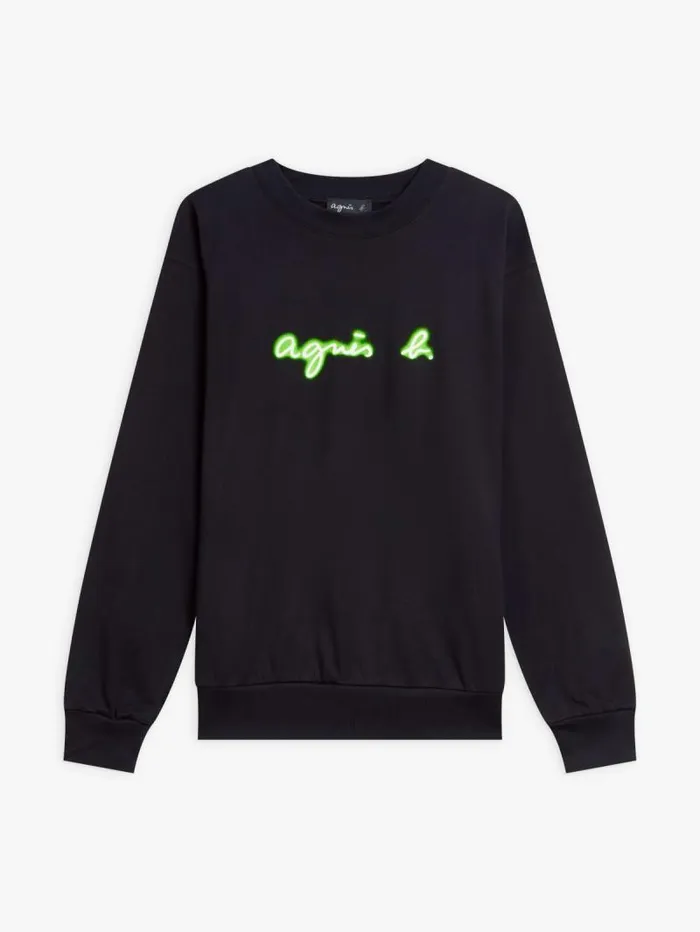 Women TShirts and Tank Tops Agns B Black Cotton Neon Logo Sweatshirt