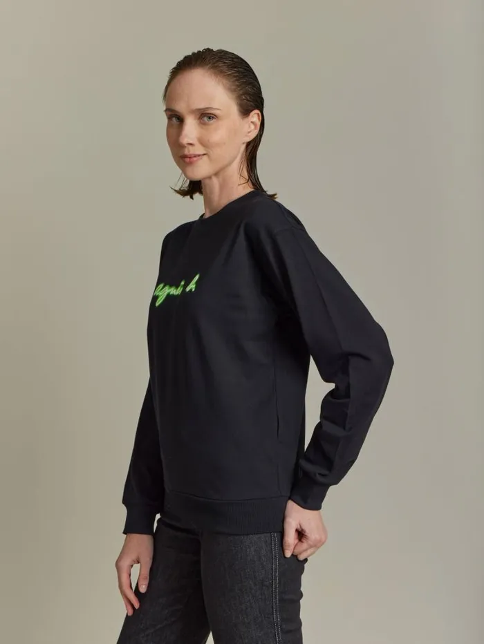 Women TShirts and Tank Tops Agns B Black Cotton Neon Logo Sweatshirt