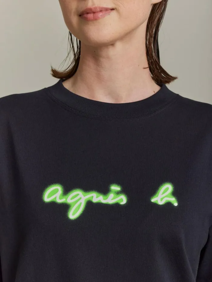 Women TShirts and Tank Tops Agns B Black Cotton Neon Logo Sweatshirt