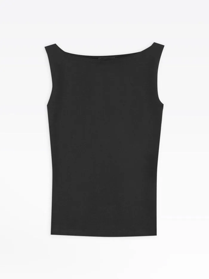 Women TShirts and Tank Tops Agns B Black Leopard Tank Top