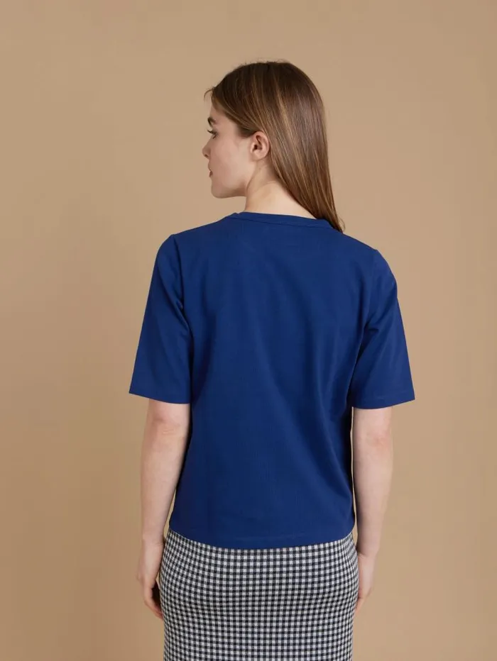 Women TShirts and Tank Tops Agns B Blue Cotton ElbowLength Brando TShirt