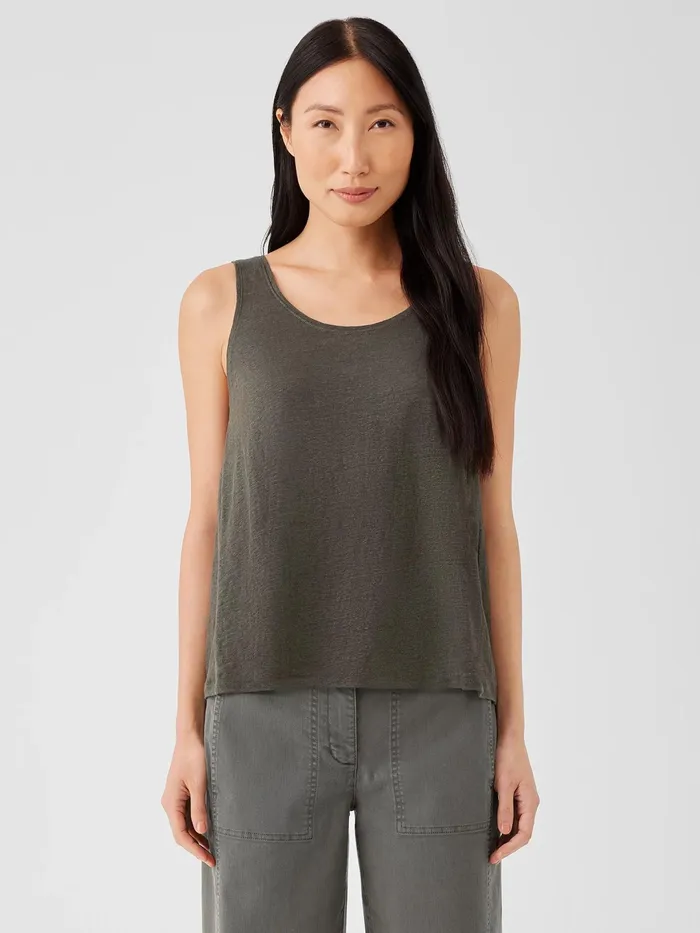 Women Tanks and Camis Eileen Fisher Organic Linen Jersey Tank Black