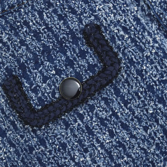 Women Textured Denim Jacket Self Portrait Denim