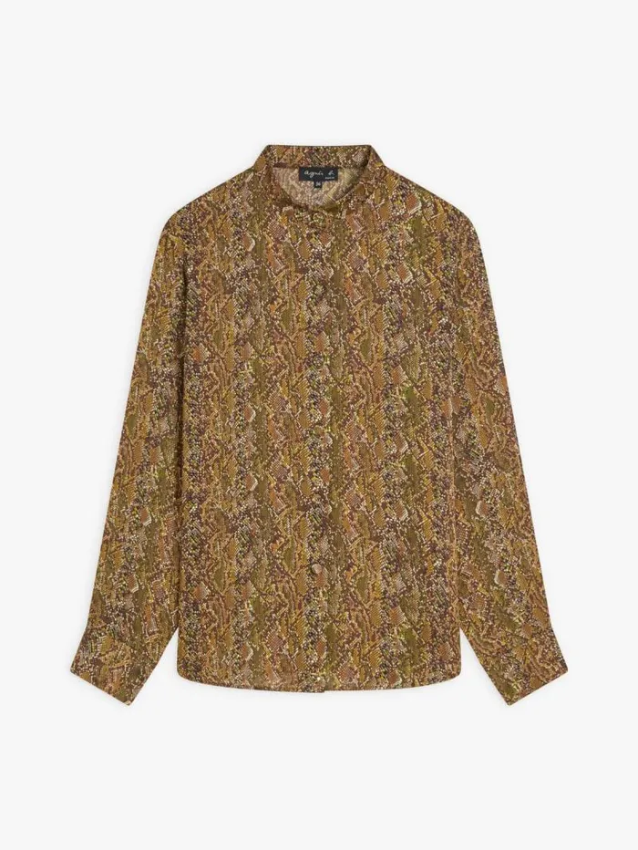 Women Tops and Shirts Agns B Brown Snakeskin Print Shirt