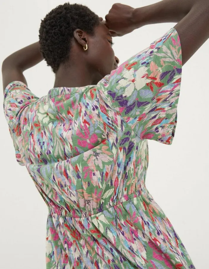 Women Tops and TShirts FatFace Frankie Expressive Floral Top Green