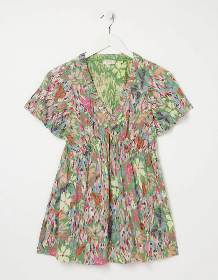 Women Tops and TShirts FatFace Frankie Expressive Floral Top Green