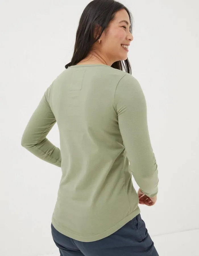 Women Tops and TShirts FatFace Organic Cotton Bree T Shirt Sage Green