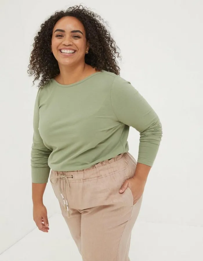 Women Tops and TShirts FatFace Organic Cotton Bree T Shirt Sage Green
