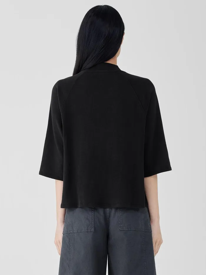 Women Tops and Tees Eileen Fisher Cozy Organic Cotton Slub Mock Neck Top Black