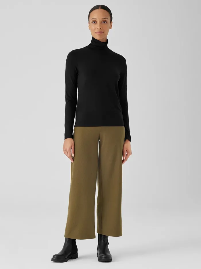 Women Tops and Tees Eileen Fisher Fine Jersey Scrunch Neck Top Black